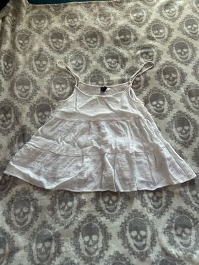 H&M White Tiered Spaghetti-Strap Cami